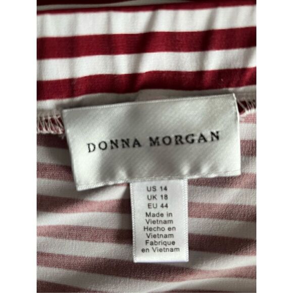 Donna Morgan Women's Red & White Off Shoulder Bishop Sleeve Dress Size 14 - Picture 7 of 8